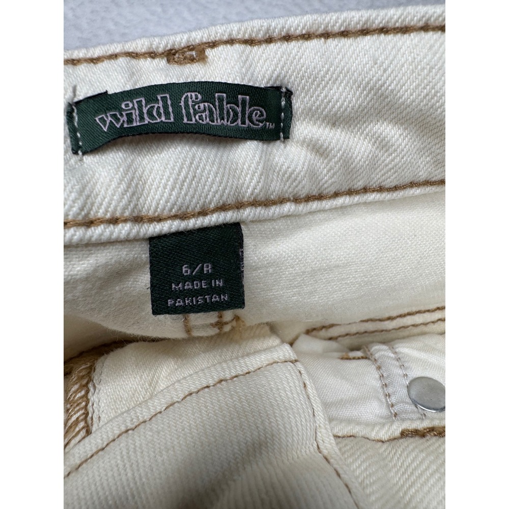 Wild Fable High Rise Rolled Cuff Denim Shorts Cream White Size 6 Contrast Stitch - Picture 4 of 6